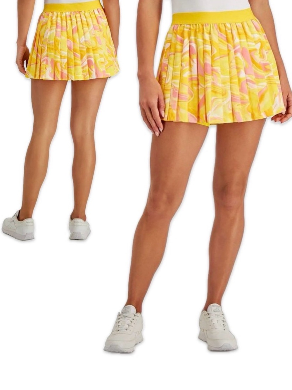 NWT [Ideology] Marble Print Pleated Skort Skirt Yellow Pink Women’s Plus XXL